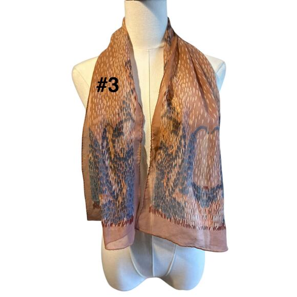 Scarfs Lot of 3 Brown Tones Shawl Wrap Head Gear Boho Chic Office Wear - Picture 3 of 11